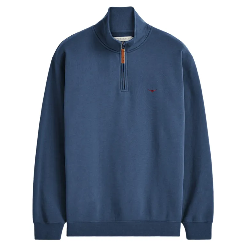 RM Williams Mulyungarie 1/4 Zip Sweatshirt in Mid Blue