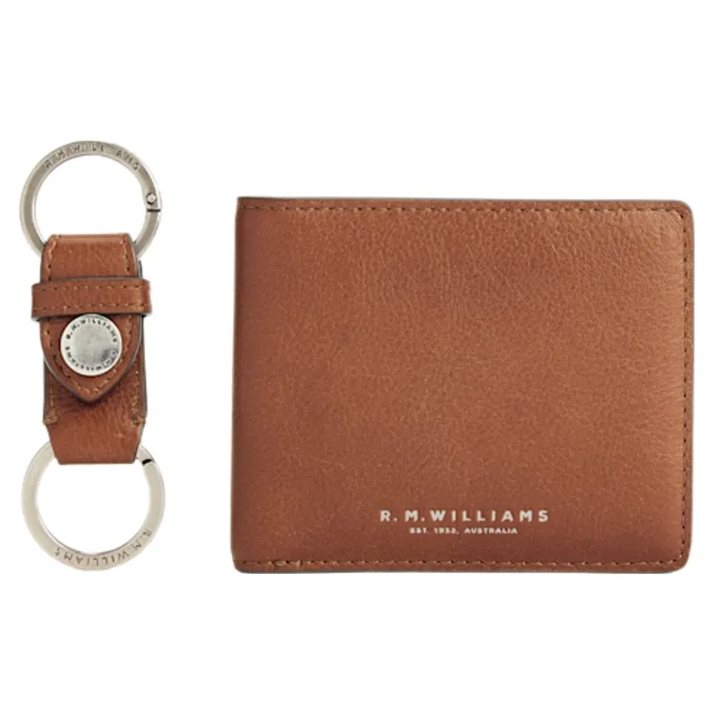 RM Williams Wallet and Keyring Gift Set in Tan