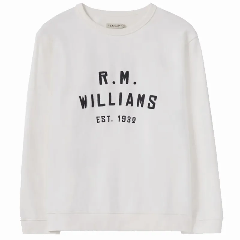 RM Williams Stencil Crew White