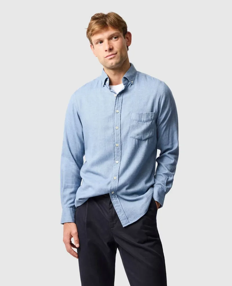 Rodd and Gunn Barrhill Long Sleeve Sports Fit Shirt in Chambray-1