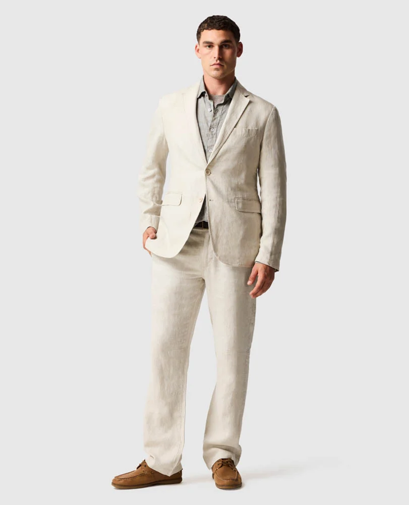Rodd and Gunn Campbell Island Resort Linen Jacket in Oatmeal-1