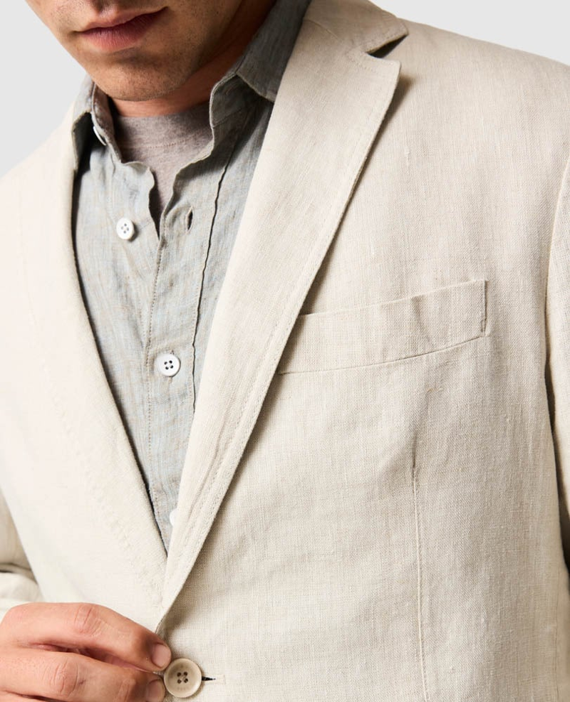 Rodd and Gunn Campbell Island Resort Linen Jacket in Oatmeal-3