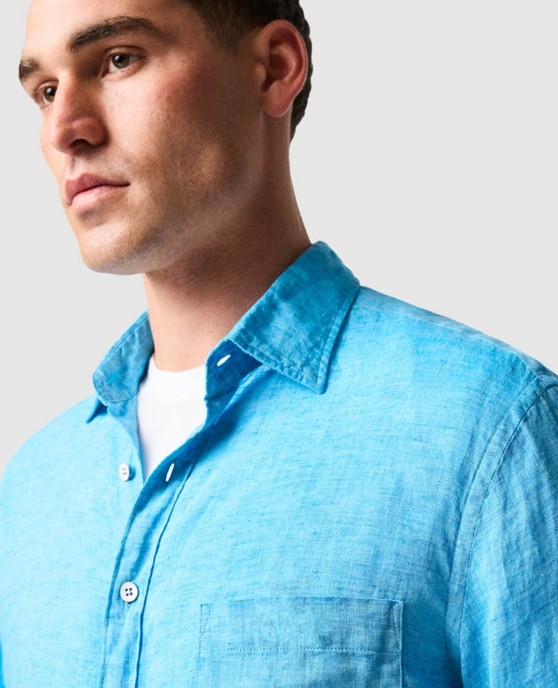 Rodd and Gunn Coromandel Sports Fit Linen Shirt in Cobalt-4