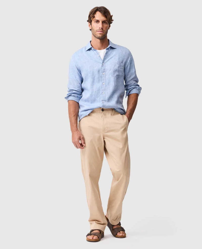 Rodd and Gunn Coromandel Sports Fit Linen Shirt in Denim-2