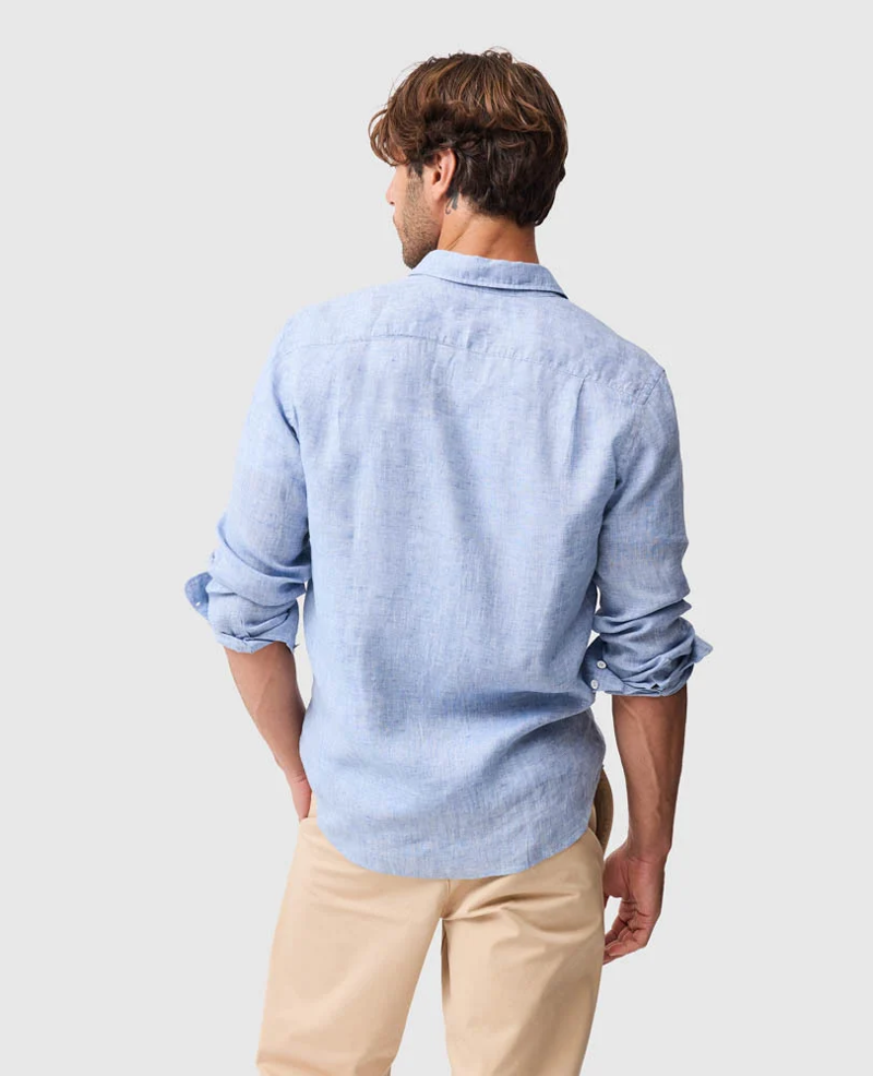 Rodd and Gunn Coromandel Sports Fit Linen Shirt in Denim-3