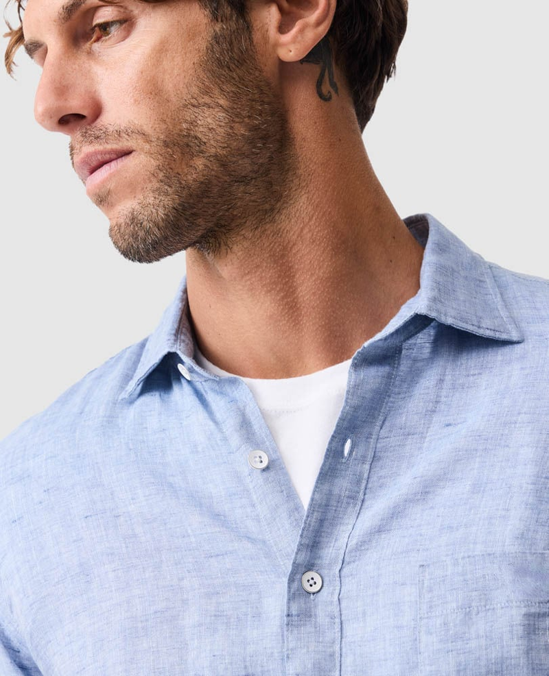 Rodd and Gunn Coromandel Sports Fit Linen Shirt in Denim-4