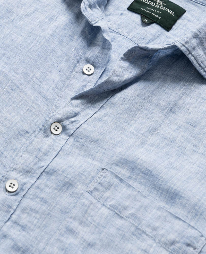 Rodd and Gunn Coromandel Sports Fit Linen Shirt in Denim-5