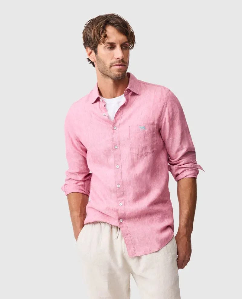 Rodd and Gunn Coromandel Sports Fit Linen Shirt in Orchid-1