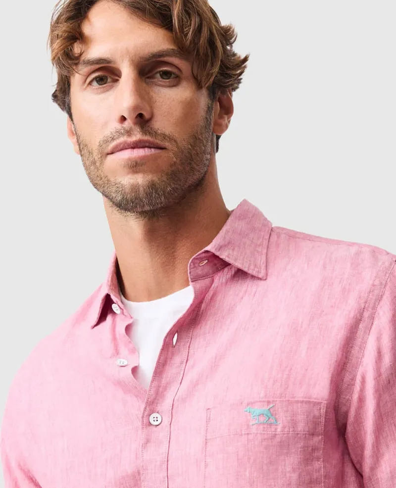 Rodd and Gunn Coromandel Sports Fit Linen Shirt in Orchid-5