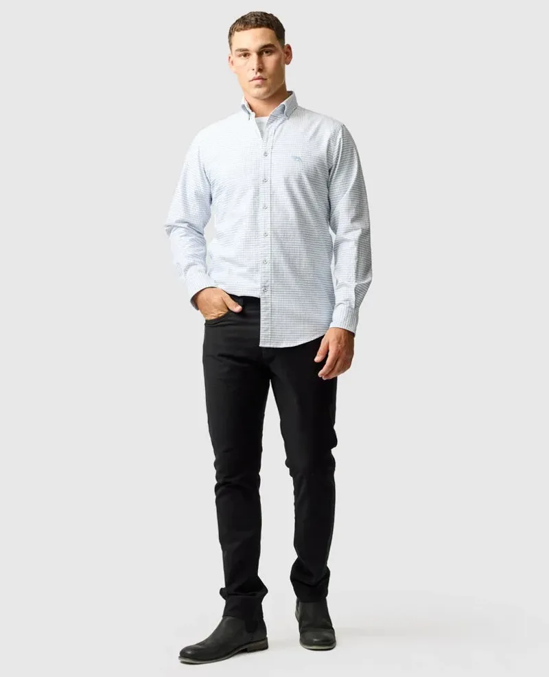 Rodd and Gunn Gunn Check Oxford 5 Sports Fit Shirt in Dusk Grey-3
