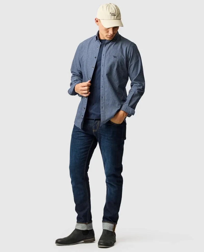 Rodd and Gunn Gunn Check Oxford 5 Sports Fit Shirt in Midnight-5