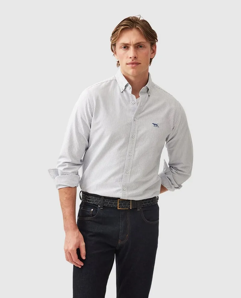Rodd and Gunn Gunn Oxford Stripe Sports Fit Shirt in Horizon-1