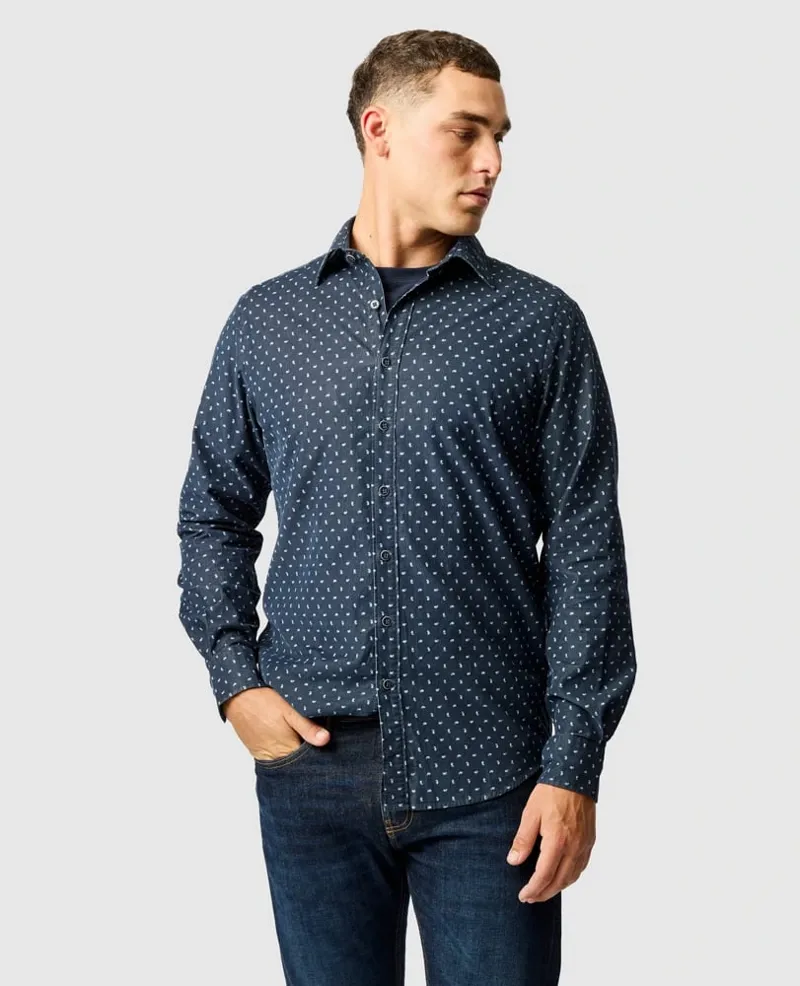 Rodd and Gunn Harrington Sports Fit Shirt in Blueberry-1