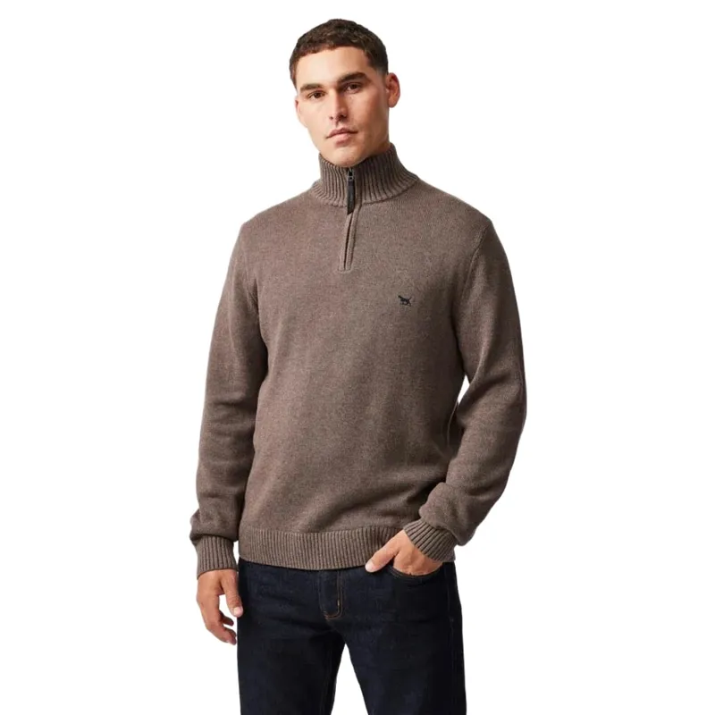 Rodd and Gunn Merrick Bay 1/4 Zip Knit in Nutmeg
