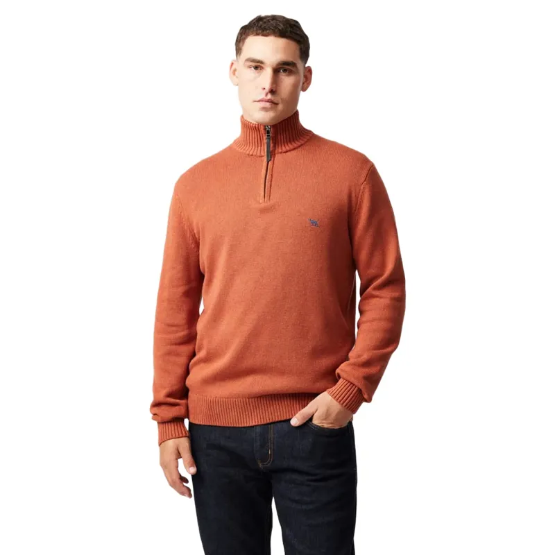 Rodd and Gunn Merrick Bay 1/4 Zip Knit in Rust