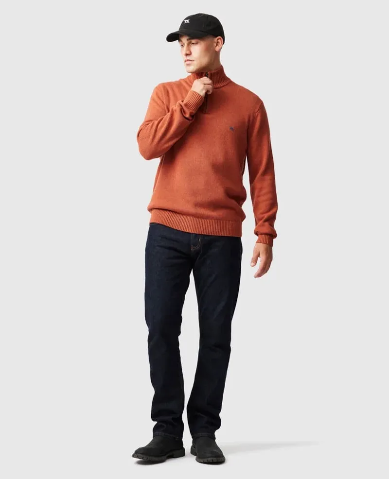 Rodd and Gunn Merrick Bay 1/4 Zip Knit in Rust-1