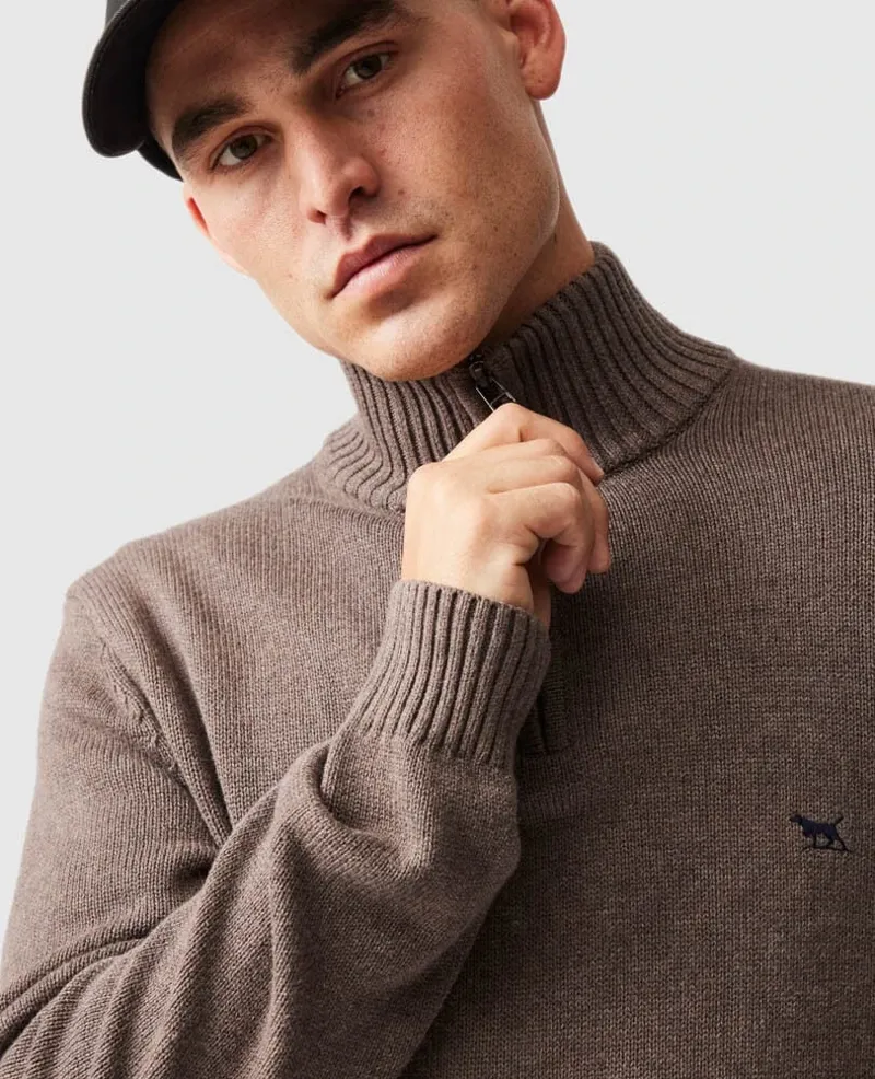 Rodd and Gunn Merrick Bay 1/4 Zip Knit Nutmeg in Nutmeg-2