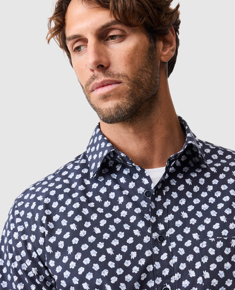 Rodd and Gunn Thomsons Crossing Short Sleeve Shirt Navy-3