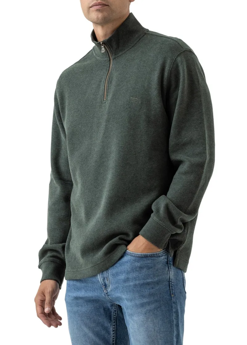 Rodd and Gunn Alton Ave 1/4 Zip Sweat Forest-1