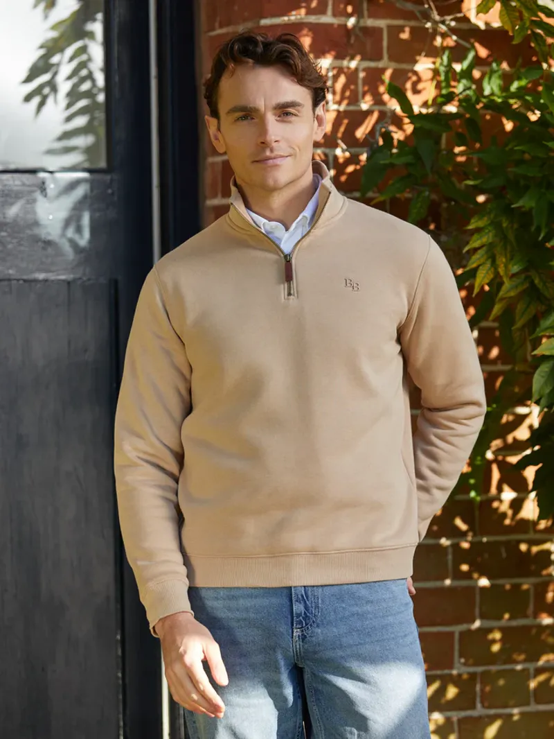 Beaumont and Bear Tuckenhay Unisex Quarter Zip Sand-1
