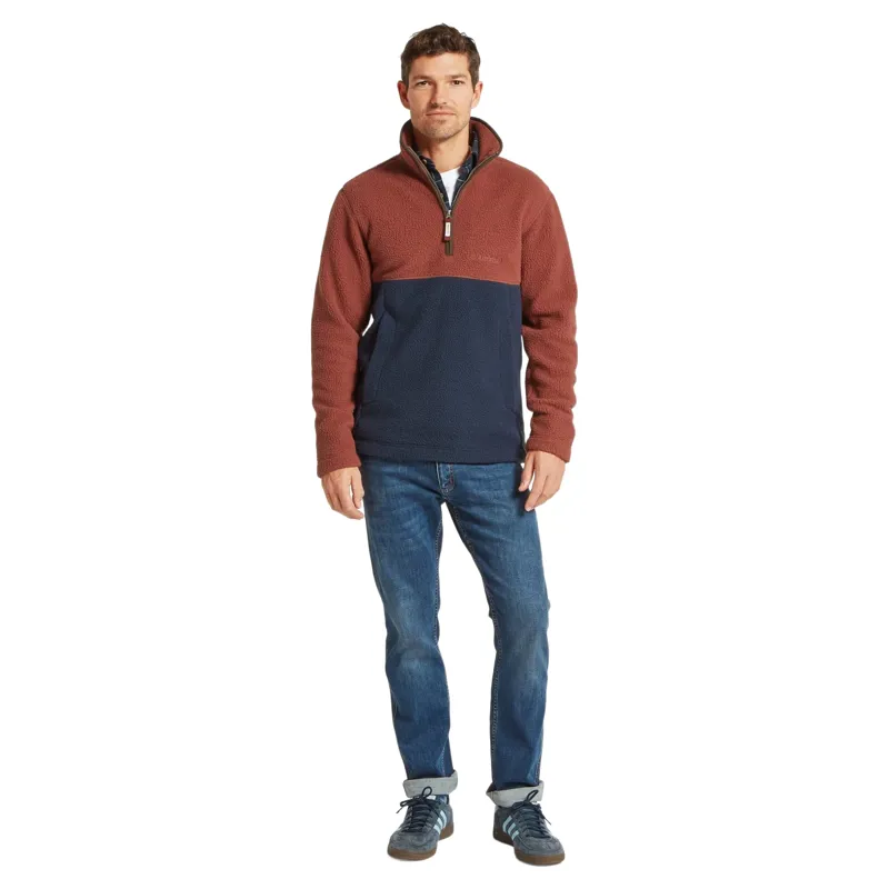 Schoffel Country Berkeley Retro Fleece in True Navy/Brick Red-1