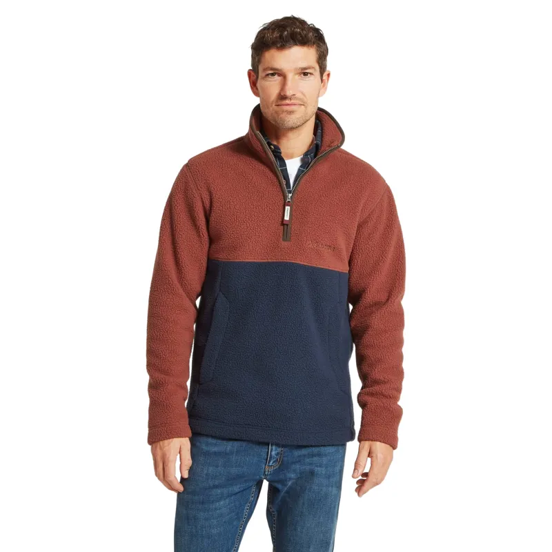 Schoffel Country Berkeley Retro Fleece in True Navy/Brick Red-2