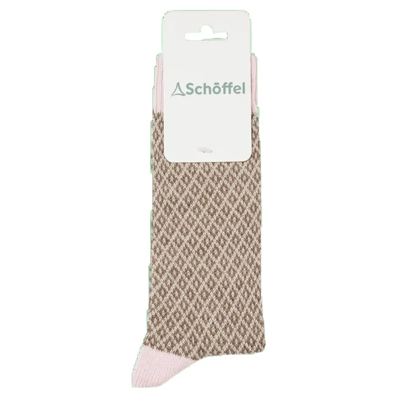 Schoffel Country Braemar Sock 4-7 in Pale Pink/Maple