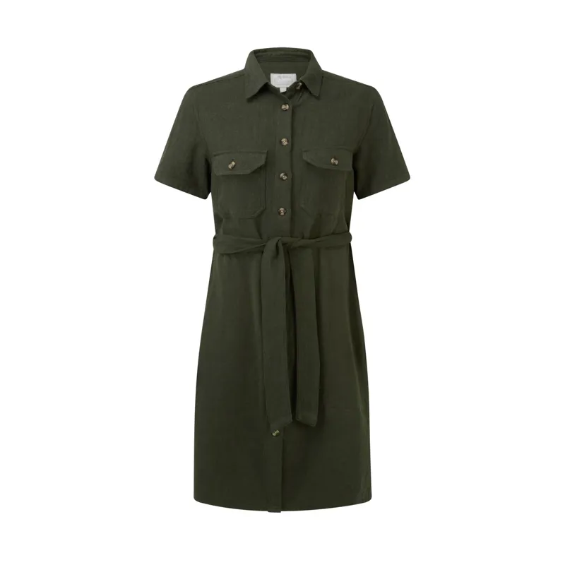 Schoffel Country Daisy Linen Dress in Beetle Green