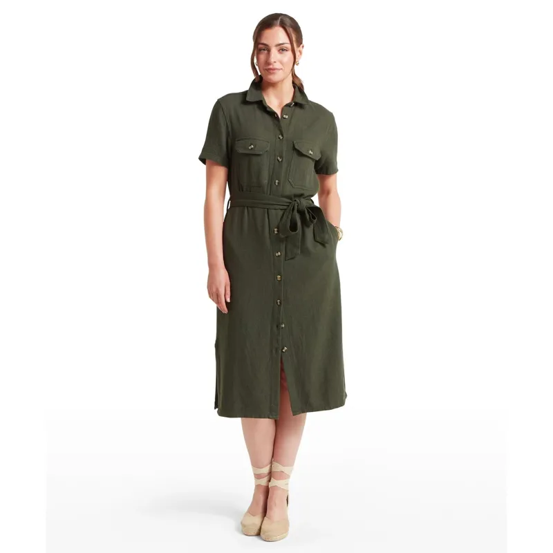Schoffel Country Daisy Linen Dress in Beetle Green-1
