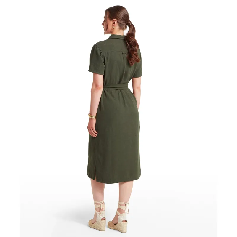 Schoffel Country Daisy Linen Dress in Beetle Green-3