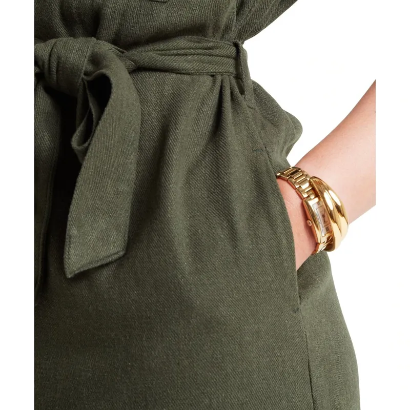 Schoffel Country Daisy Linen Dress in Beetle Green-6