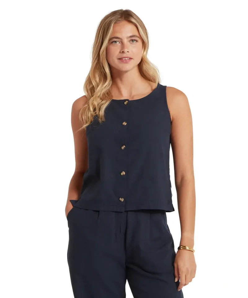 Schoffel Country Elsworth Linen Top in Navy-1