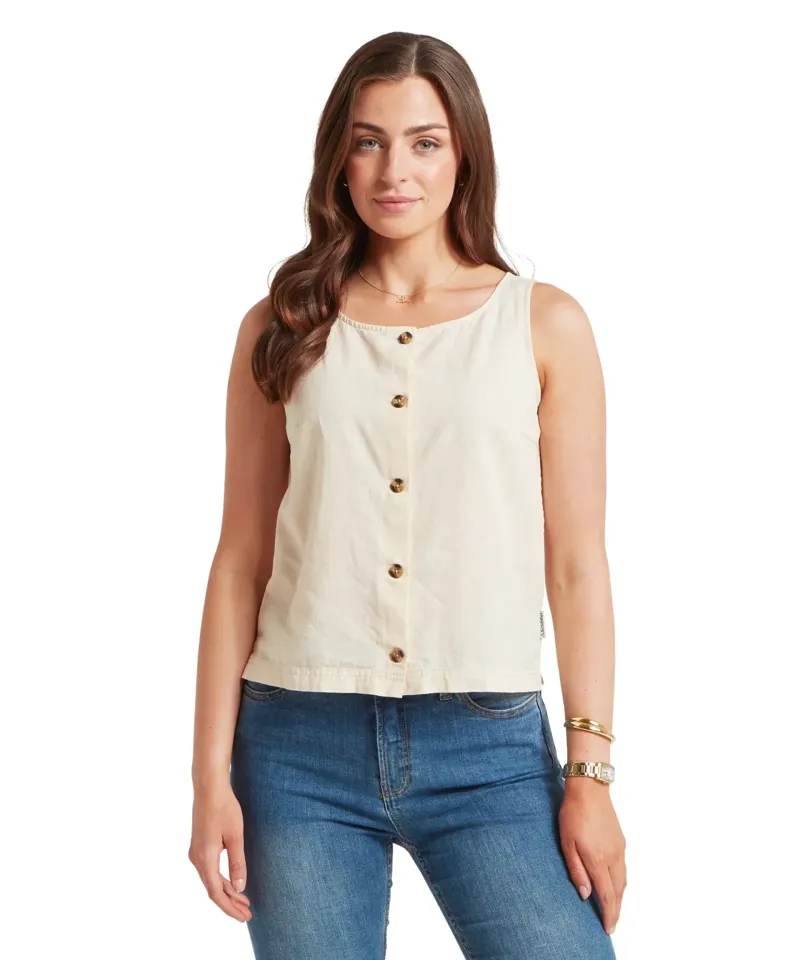 Schoffel Country Elsworth Linen Top in Oat-1
