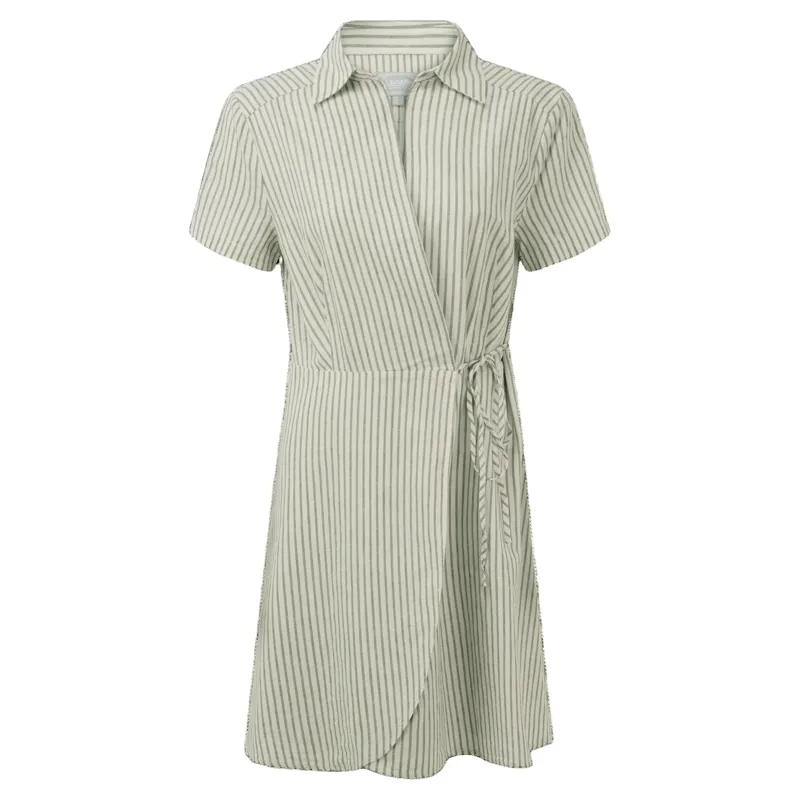 Schoffel Country Fleur Linen Dress in Agave Green Stripe