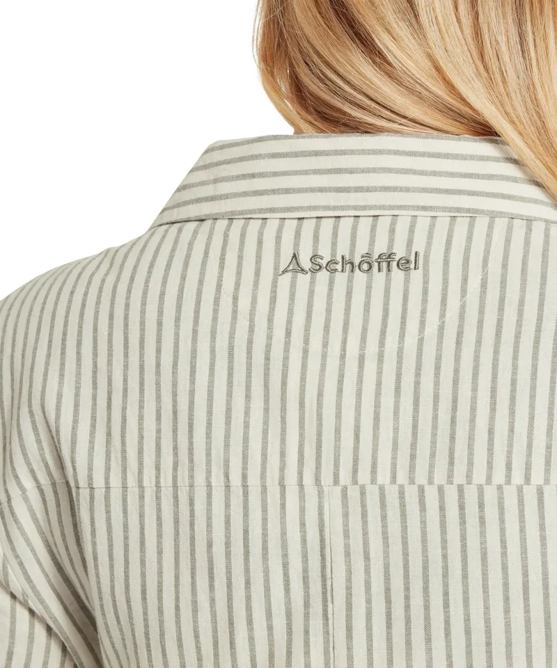 Schoffel Country Fleur Linen Dress in Agave Green Stripe-4