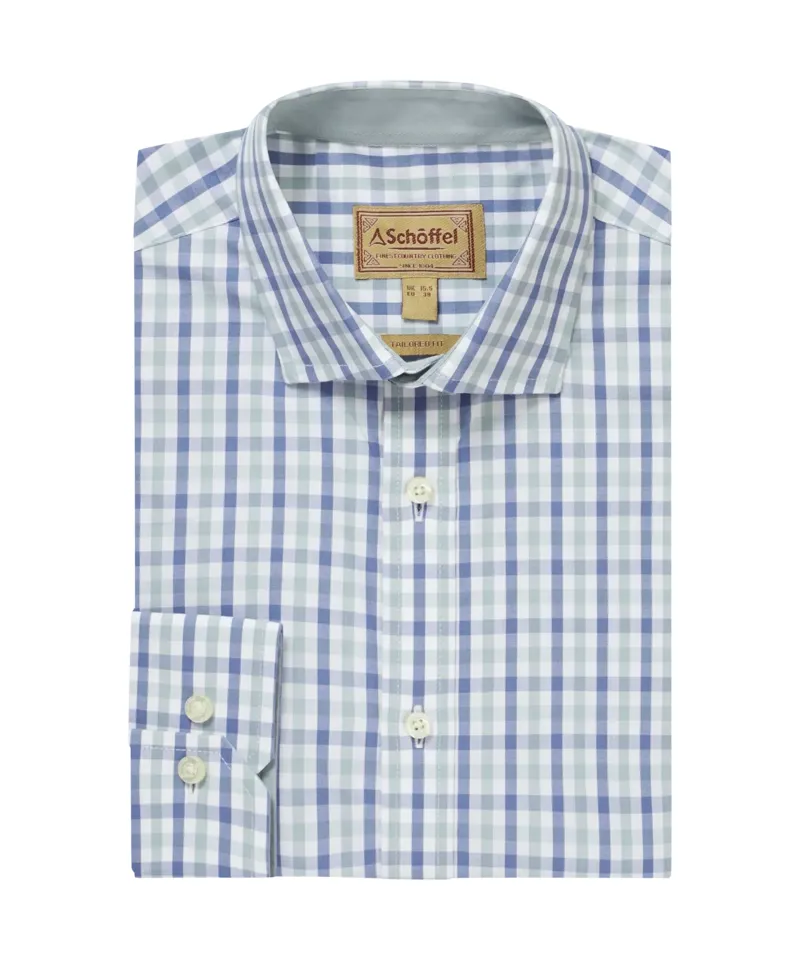 Schoffel Country Hebden Tailored Shirt Mist Blue/Vintage Indigo Check