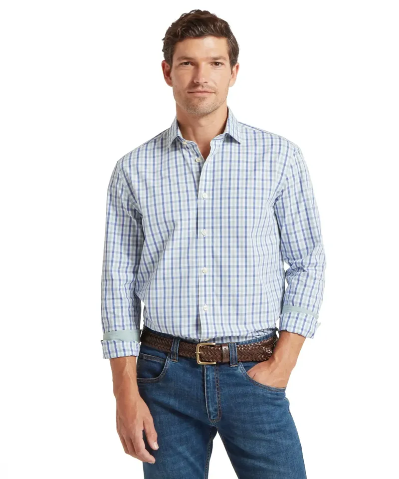 Schoffel Country Hebden Tailored Shirt Mist Blue/Vintage Indigo Check-1