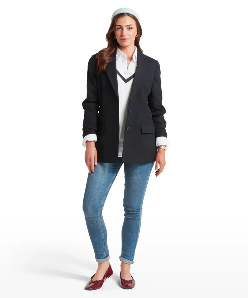 Schoffel Country Henley Linen Blazer in Navy-1