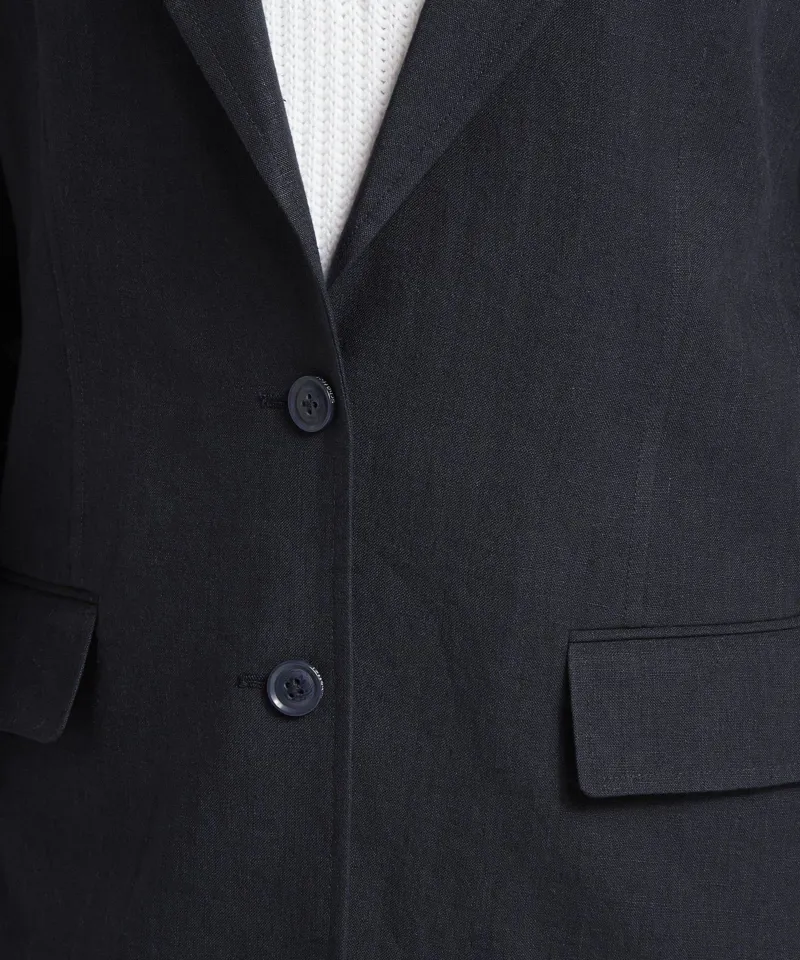 Schoffel Country Henley Linen Blazer in Navy-5