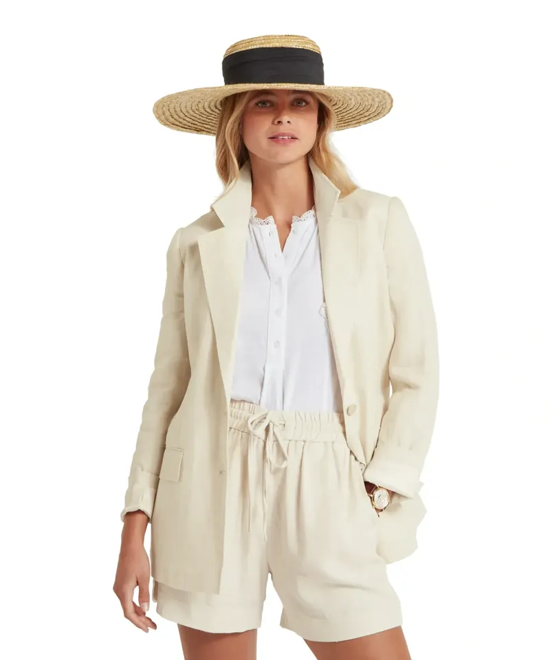 Schoffel Country Henley Linen Blazer in Oat-1