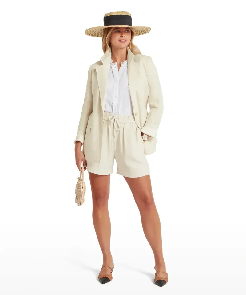 Schoffel Country Henley Linen Blazer in Oat-2
