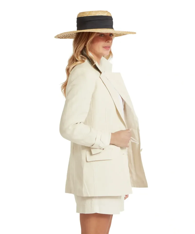 Schoffel Country Henley Linen Blazer in Oat-3