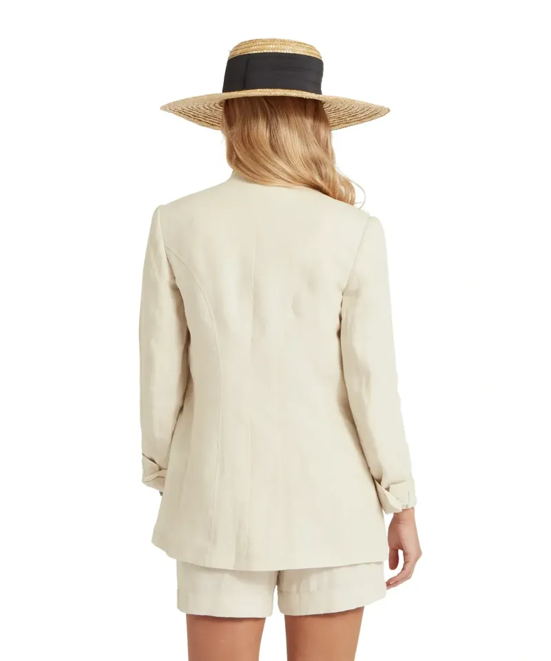 Schoffel Country Henley Linen Blazer in Oat-4