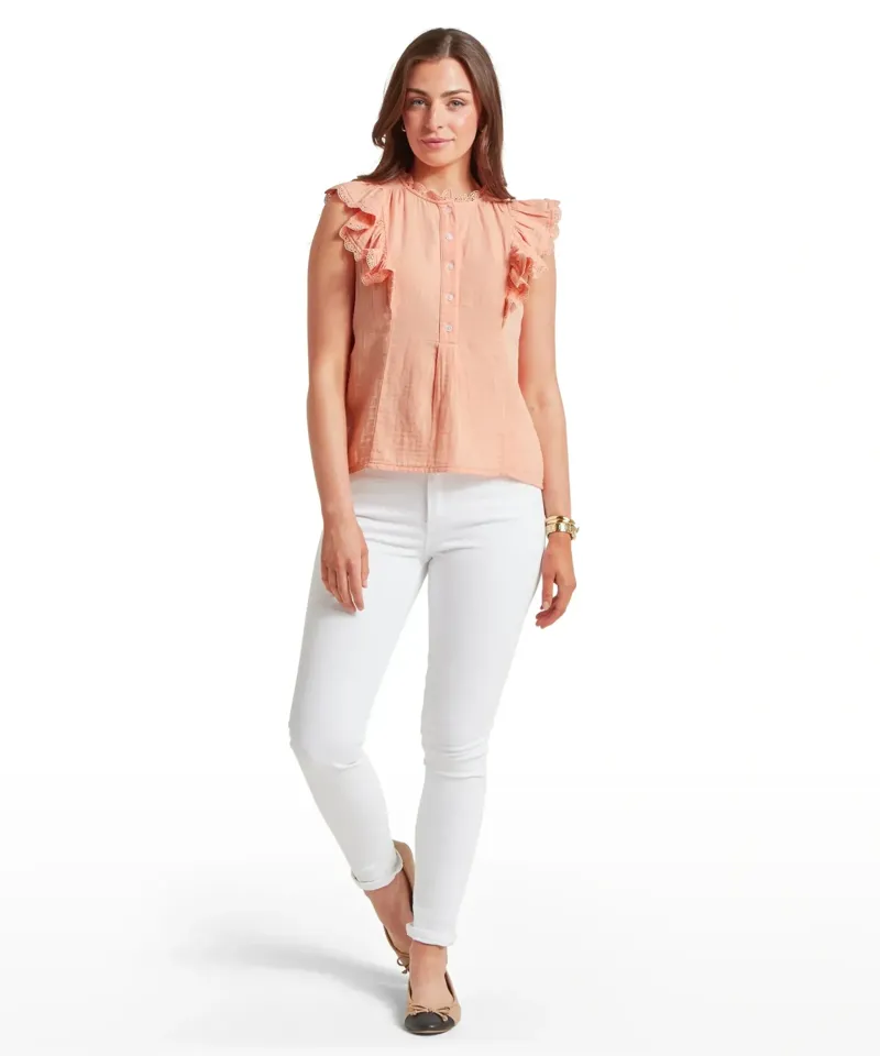 Schoffel Country Jasmine Blouse in Soft Coral Peach-2