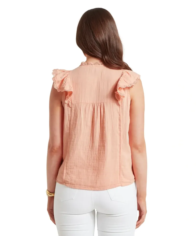 Schoffel Country Jasmine Blouse in Soft Coral Peach-4