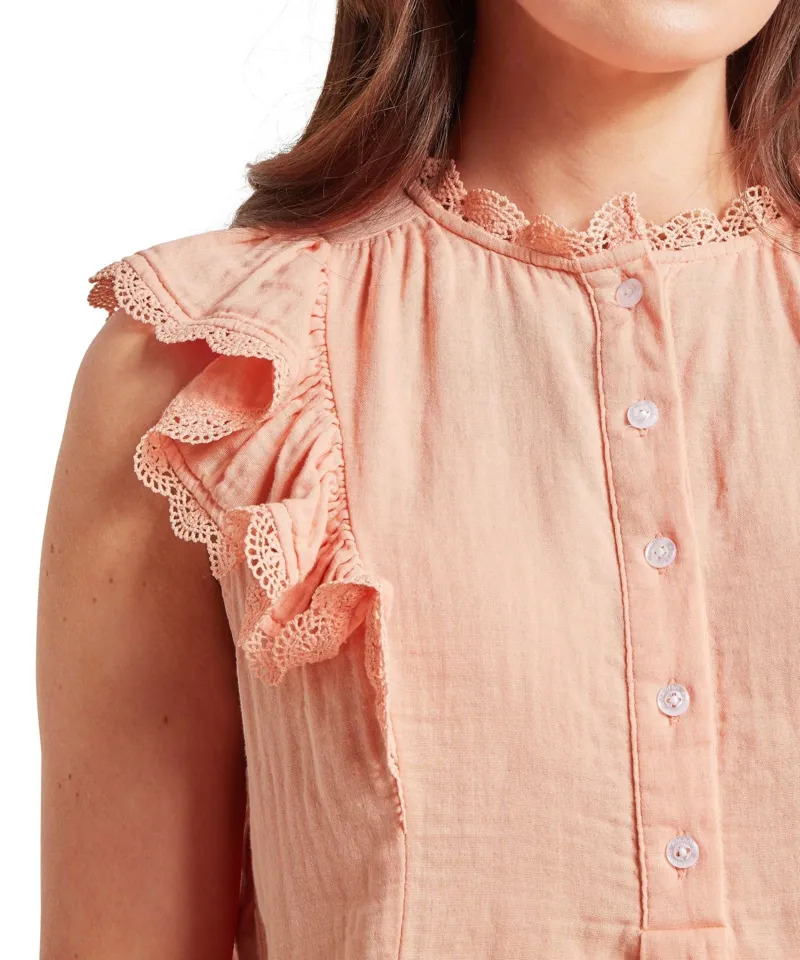 Schoffel Country Jasmine Blouse in Soft Coral Peach-5