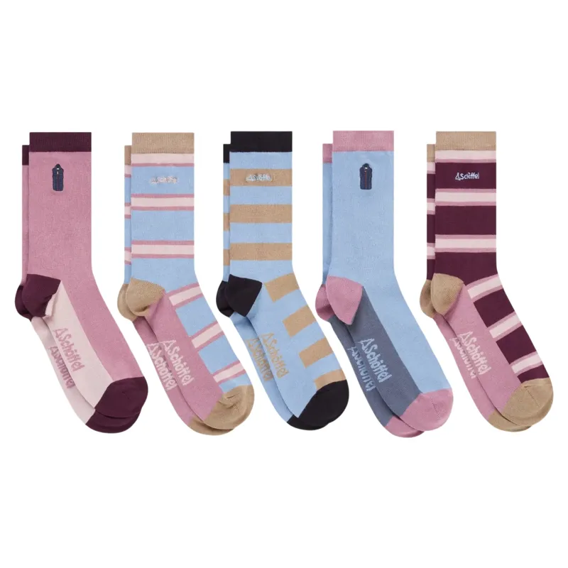 Schoffel Country Lyndon Mix Women's Bamboo Sock Box of 5 4-7 in Pink