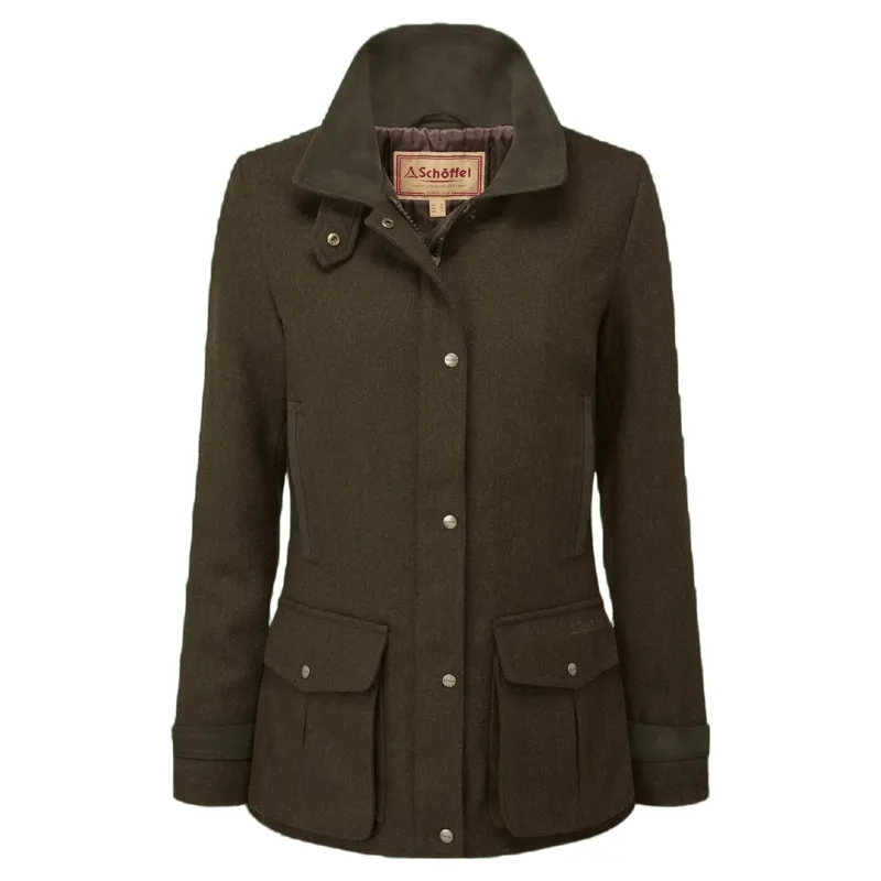 Schoffel Country Murra Tweed Coat Dark Loden Herringbone Tweed