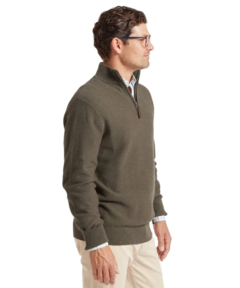 Schoffel Country Porthleven Quarter Zip Jumper in Beetle Green-2