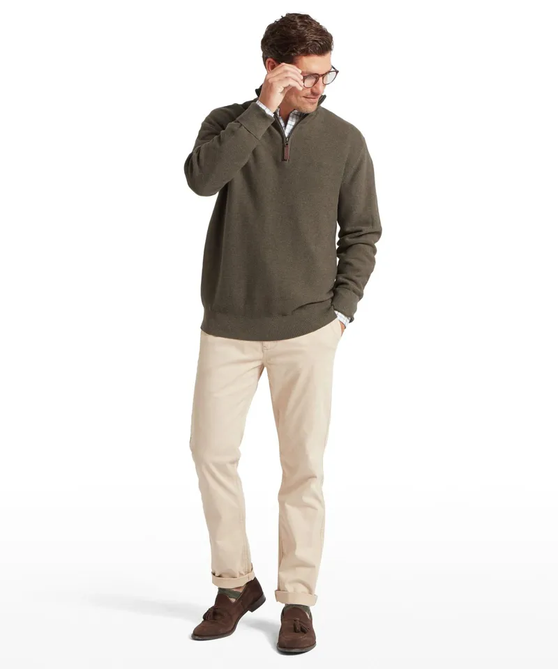 Schoffel Country Porthleven Quarter Zip Jumper in Beetle Green-4